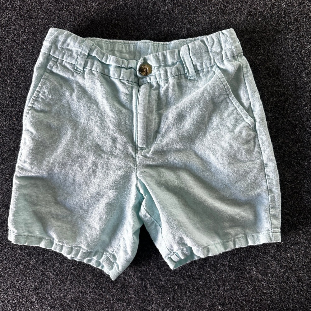Janie and Jack Boys Light Blue Linen Blend Shorts Size 6 Elastic Waist